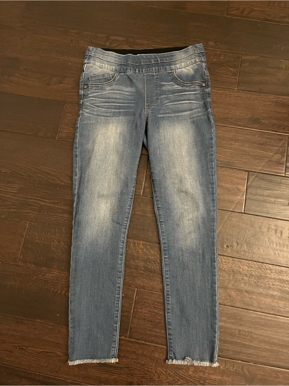 Democracy "Ab"solution Pull-On Skinny Jegging Jeans Frayed Hem - Size 4